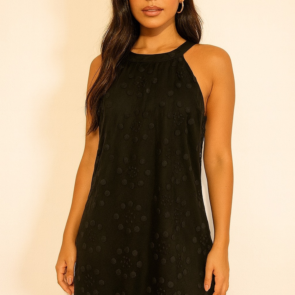 Moon Collection Black Mesh, Sleeveless Party Dress | Sheer Overlay | M